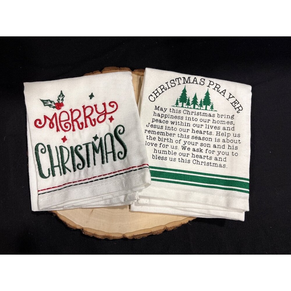 Robert Stanley Home Collection Christmas Kitchen Towels - Set Of 2 Embroidered